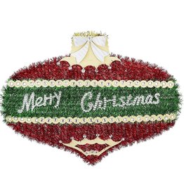 Darice Tinsel Merry Christmas Ornament Shaped Decoration 19x14 Inch