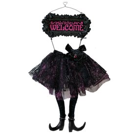 Darice Halloween Witches Skirt And Legs Sign - Witches Welcome