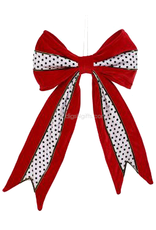 Red Black White Decorative Bow Tree Topper Dots 16 Inch