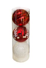 Darice Large Ball Ornaments Red White 3pk 150mm Shatter-Proof -E