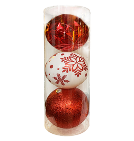 Darice Large Ball Ornaments Red White 3pk 150mm Shatter-Proof -C