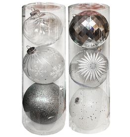 Darice Large Ball Ornaments Silvers Clears 6pk 150mm Shatter-Proof