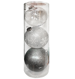 Darice Large Ball Ornaments Silvers 3pk 150mm Shatter-Proof -A