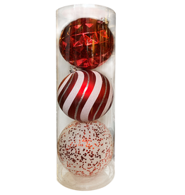 Darice Large Ball Ornaments Red White 3pk 150mm Shatter-Proof -D