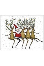 Caspari Christmas Gift Enclosure Cards 4pk Santas Kickettes