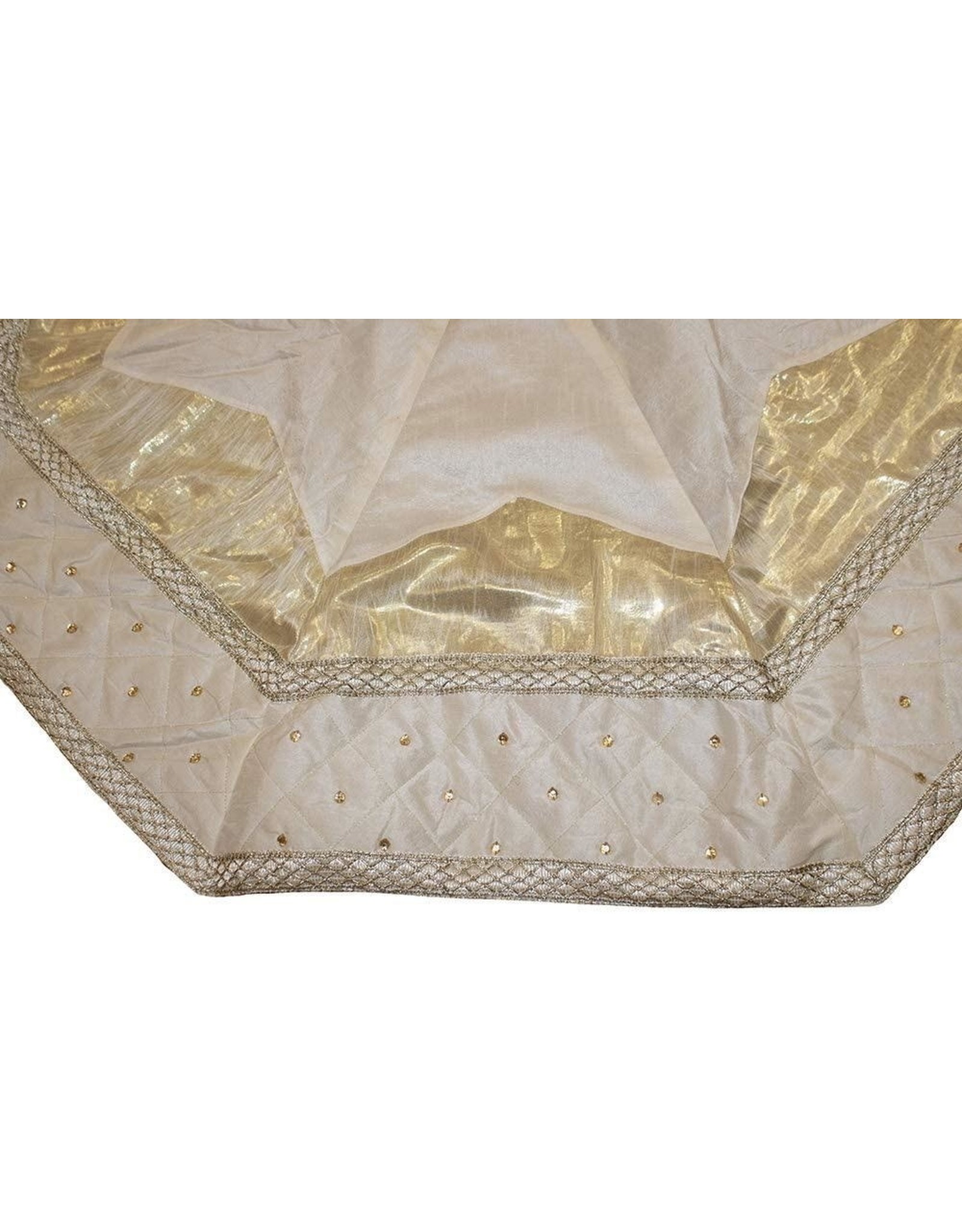 Kurt Adler Christmas Tree Skirt 52 inch Ivory-Gold w Quilted Border