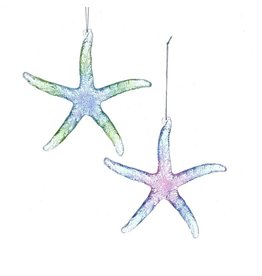 Kurt Adler Acrylic Glittered Starfish Ornaments 2 Assorted