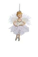 Kurt Adler Ballerina Angel Christmas Ornament White Silver Tutu -B