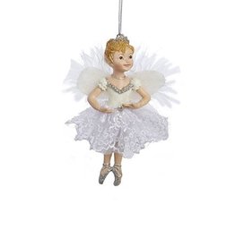 Kurt Adler Ballerina Angel Christmas Ornament White Silver Tutu -B