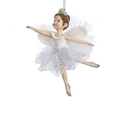 Kurt Adler Ballerina Angel Christmas Ornament White Silver Tutu -A