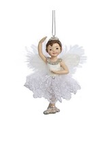 Kurt Adler Ballerina Angel Christmas Ornament White Silver Tutu -C
