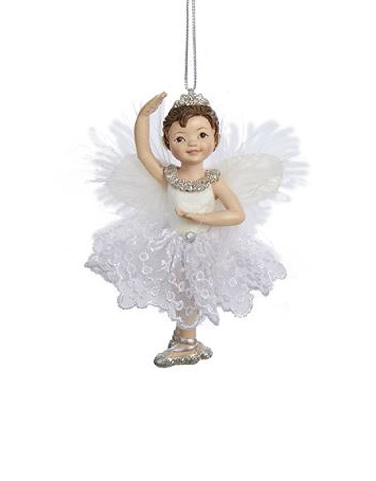 Kurt Adler Ballerina Angel Christmas Ornament White Silver Tutu -C