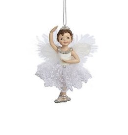 Kurt Adler Ballerina Angel Christmas Ornament White Silver Tutu -C