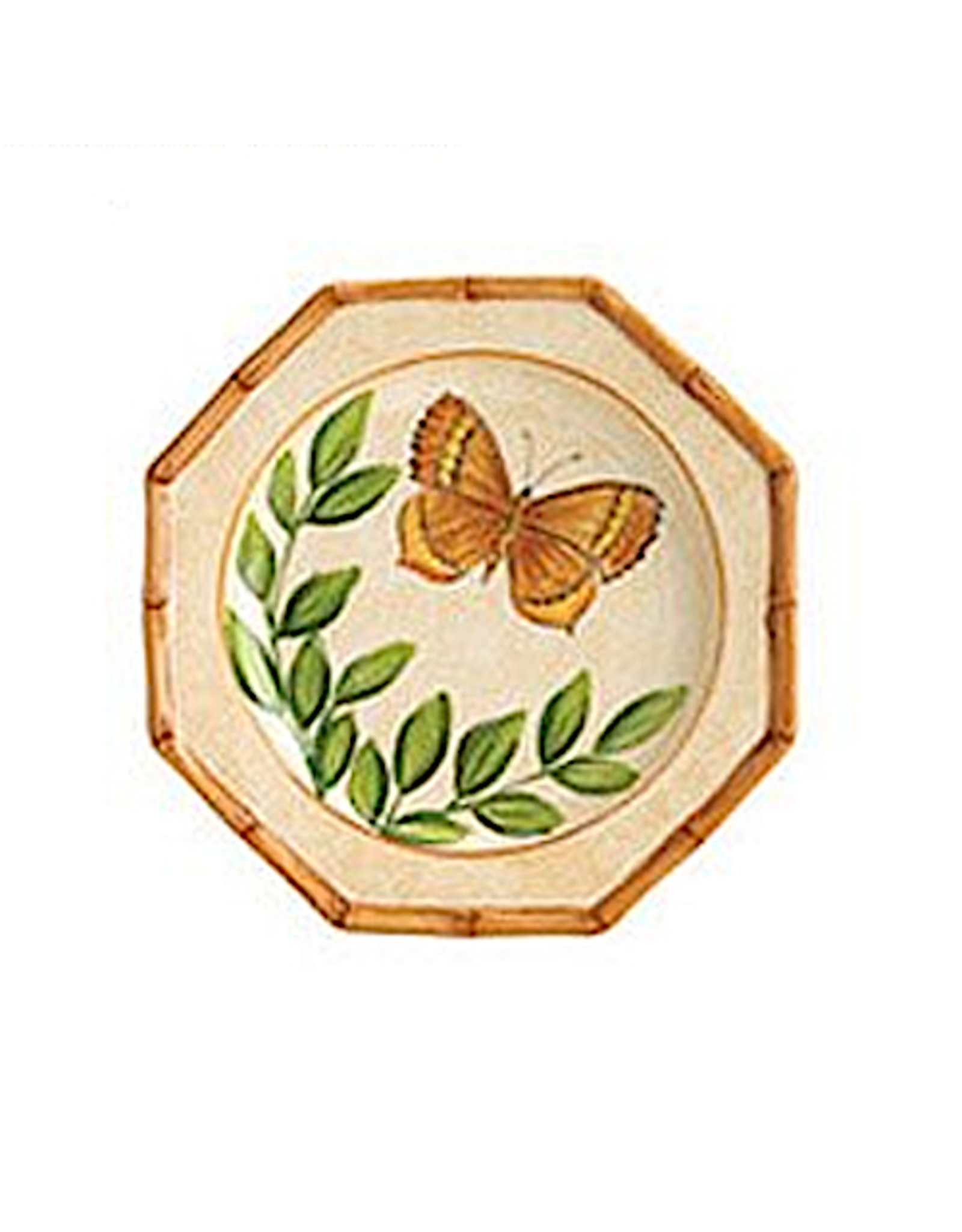 Bamboo Garden Salad Plate With Butterfly Gold Yellow