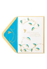 PAPYRUS® Sympathy Card Teal Flock And Gold Embroidery