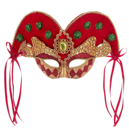 Kurt Adler Red And Gold Harlequin Mask 12 Inch
