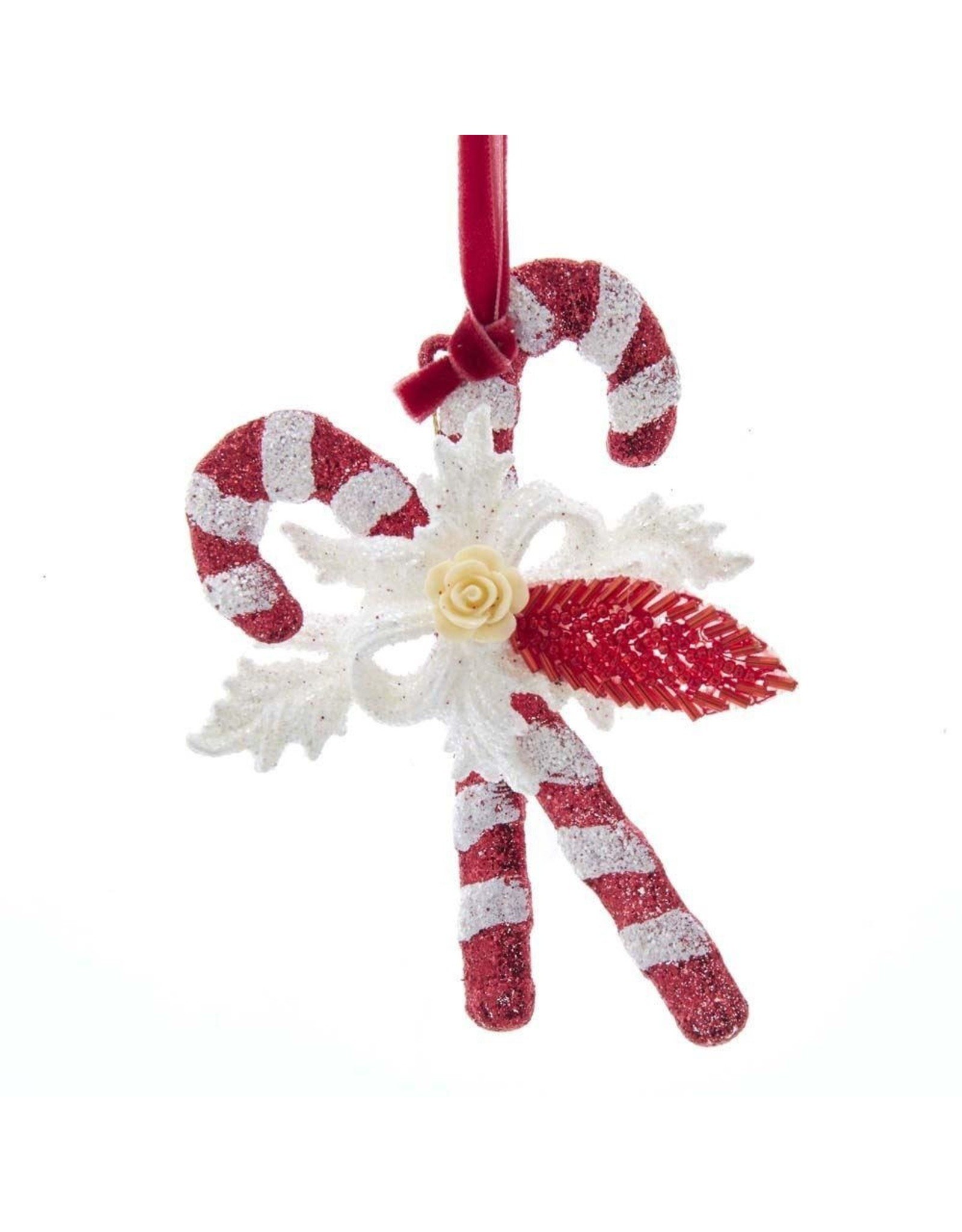 Kurt Adler Red And White Glitter Candy Cane Ornament