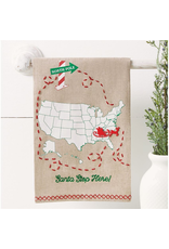Mud Pie Santa Stop Here Christmas Towel W Mark Your Stop Sleigh Pin