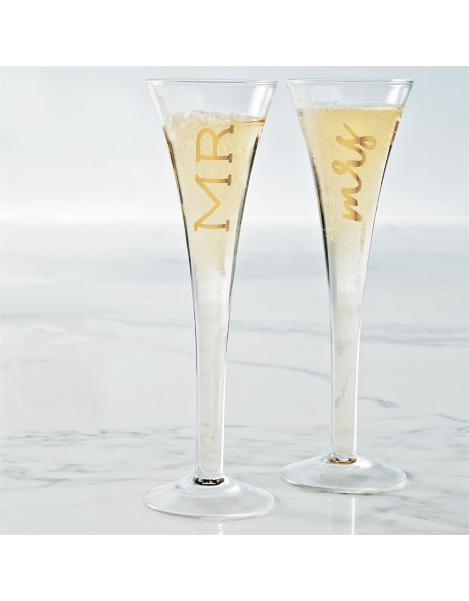 Mud Pie Mr And Mrs Champagne Glasses Set of 2 Champagne Flutes