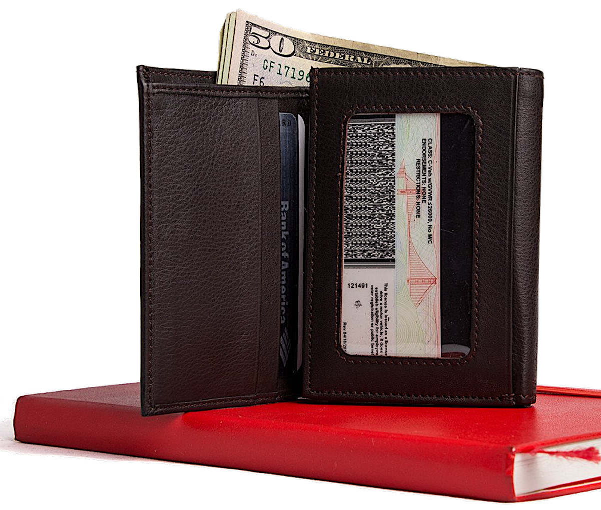 Trifold Leather Wallet In Brown Digs N Gifts