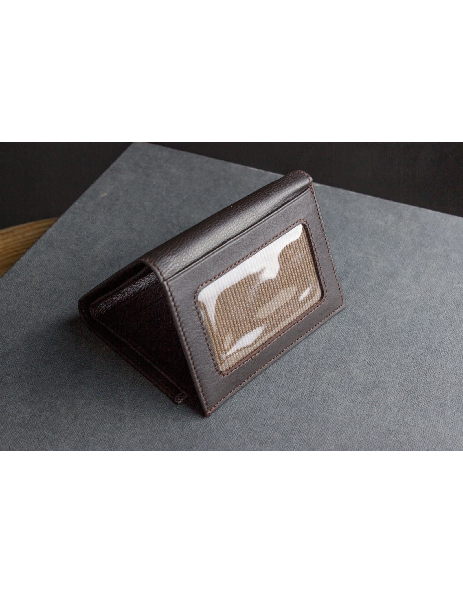 Trifold Leather Wallet In Brown