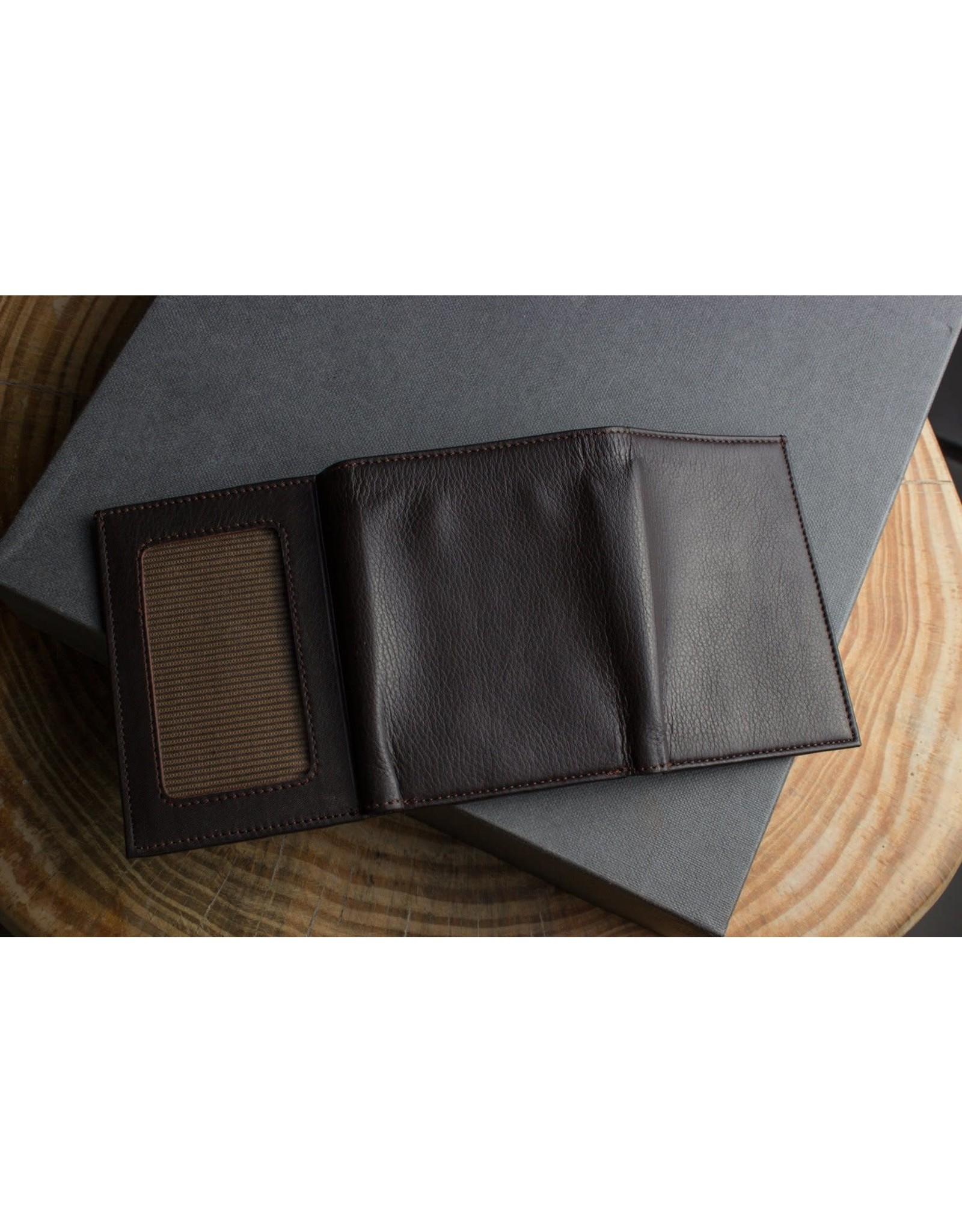 Trifold Leather Wallet In Brown