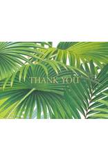 Caspari Thank You Note Cards Boxed Set of 8 Palm Fronds Foil