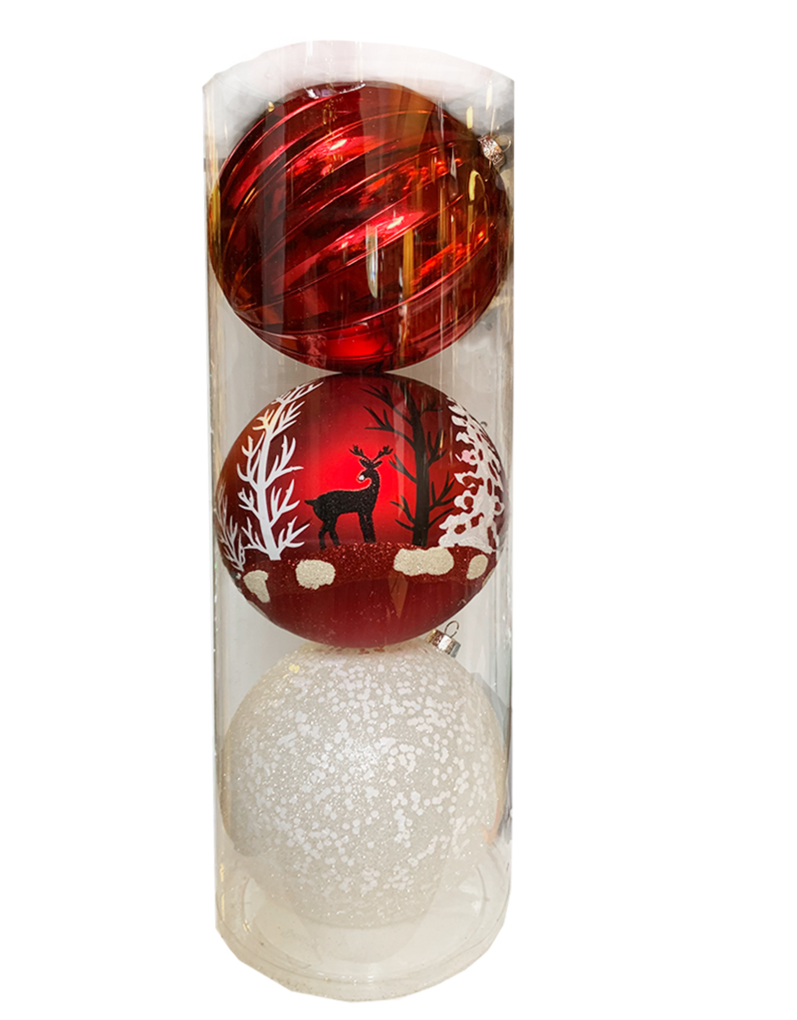 Darice Large Ball Ornaments Red White 3pk 150mm Shatter-Proof -E