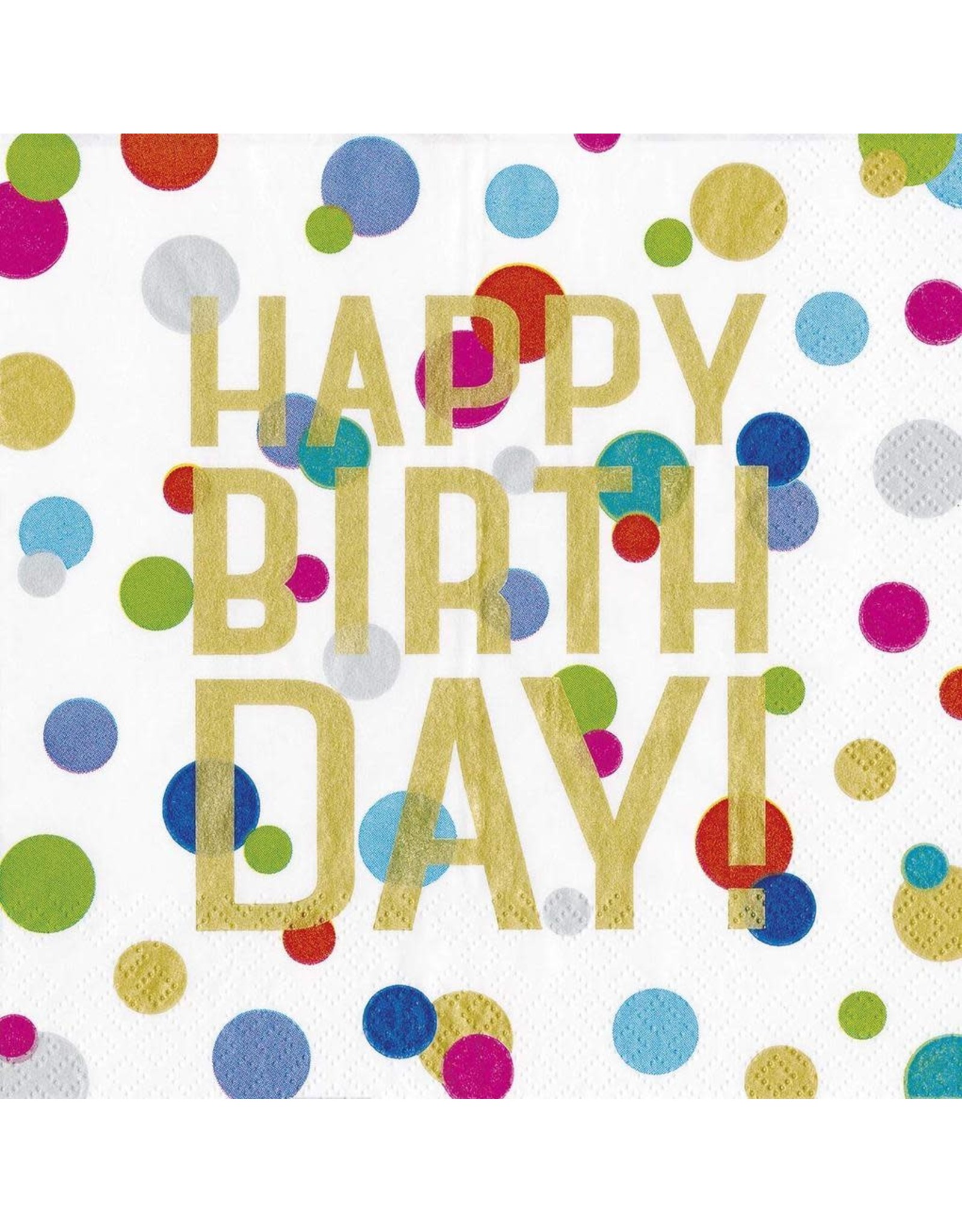 Caspari Paper Luncheon Napkins 20ct Confetti Happy Birthday