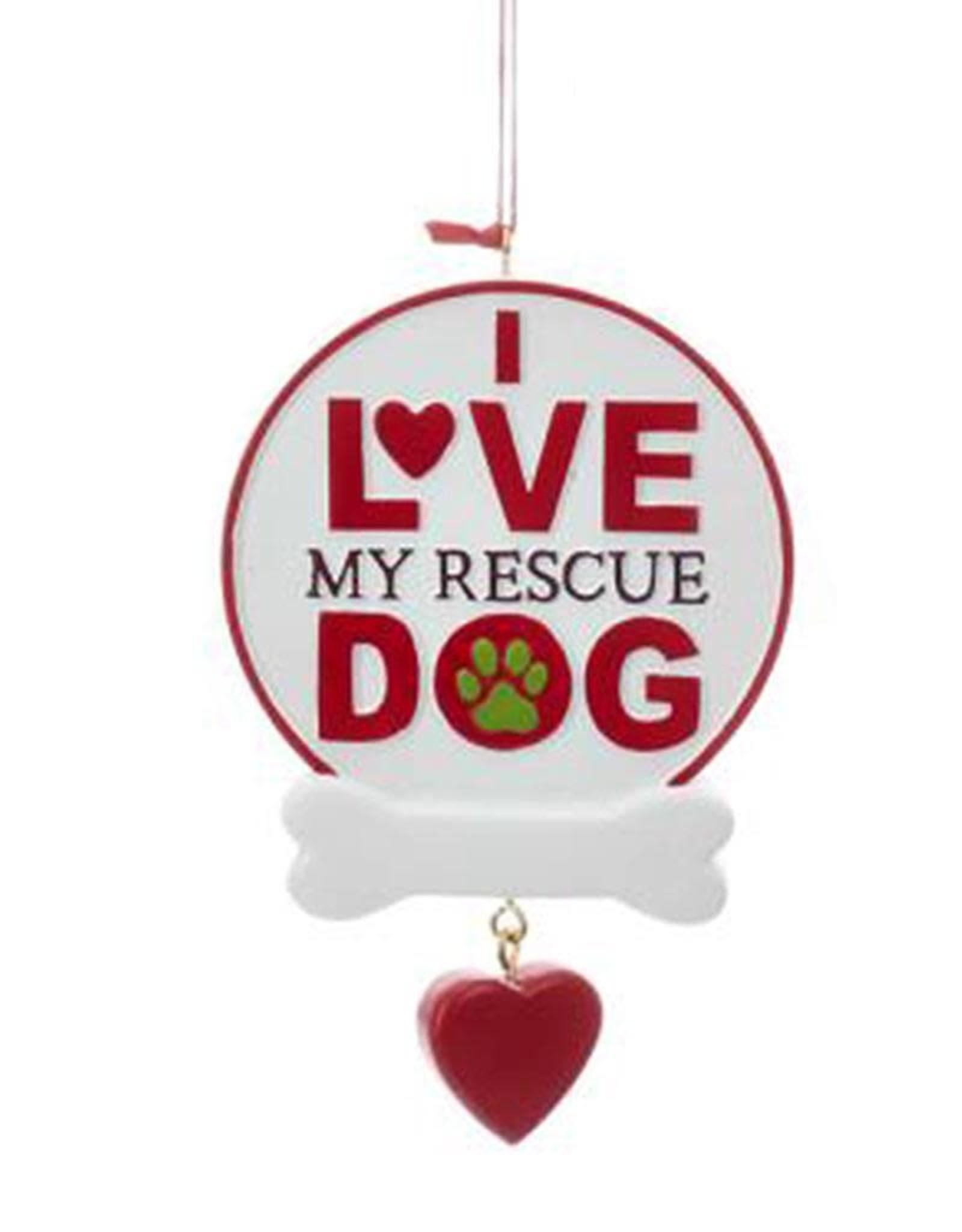 Kurt Adler Rescue Dog Ornament I Love My Rescue Dog