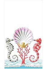 Caspari Paper Guest Towel Napkins 15pk Seahorses And Shells