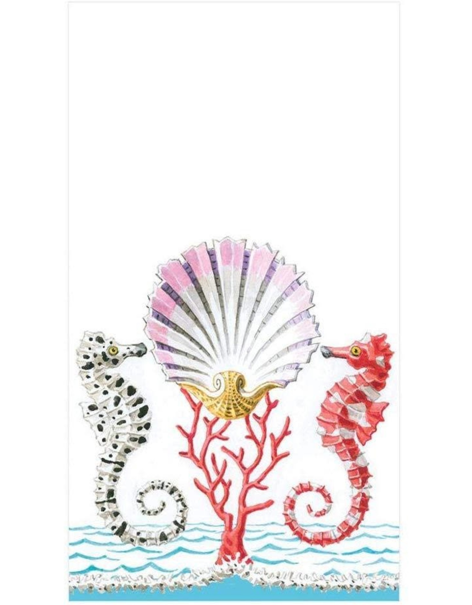 Caspari Paper Guest Towel Napkins 15pk Seahorses And Shells