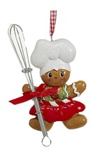 Kurt Adler Gingerbread Chef Girl Utensil Ornament Holding Whisk