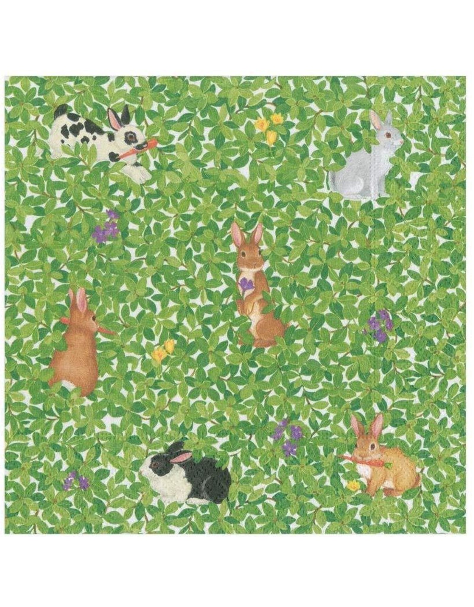 Caspari Easter Paper Luncheon Napkins 20ct Bunnies And Boxwood