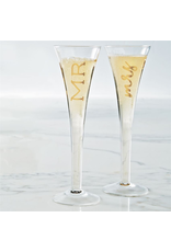 Mud Pie Mr And Mrs Champagne Glasses Set of 2 Champagne Flutes