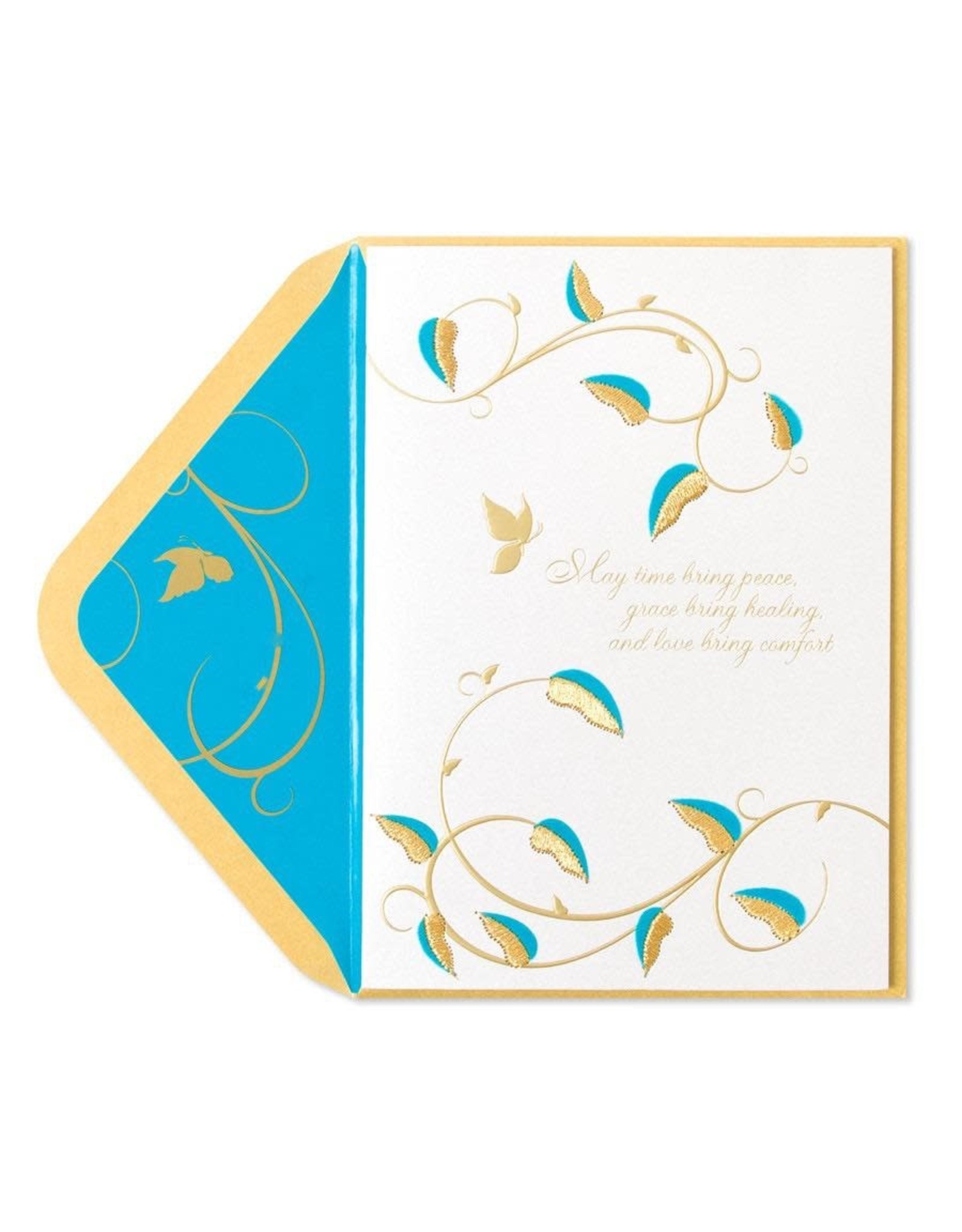 PAPYRUS® Sympathy Card Teal Flock And Gold Embroidery