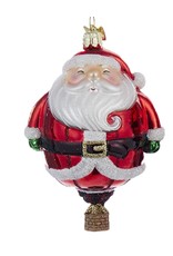 Kurt Adler Glass Hot Air Balloon Santa Ornament 4.8 Inch Nobel Gems