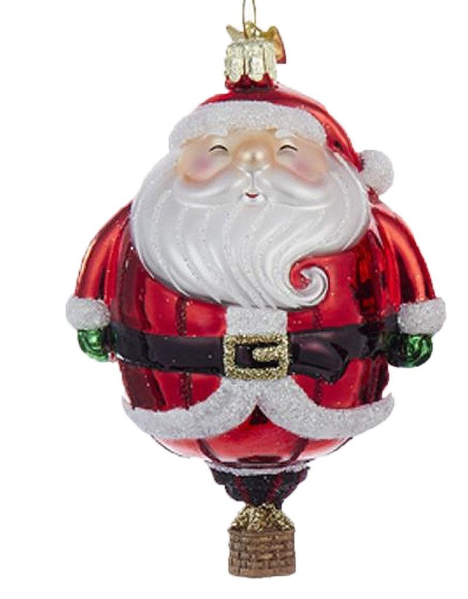 Kurt Adler Glass Hot Air Balloon Santa Ornament 4.8 Inch Nobel Gems