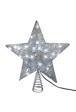 Kurt Adler Silver Star Christmas Tree Topper 10 Inch W 45 LED Lights