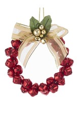 Kurt Adler Metal Red Bells Mini Wreath Christmas Ornament 4 Inch