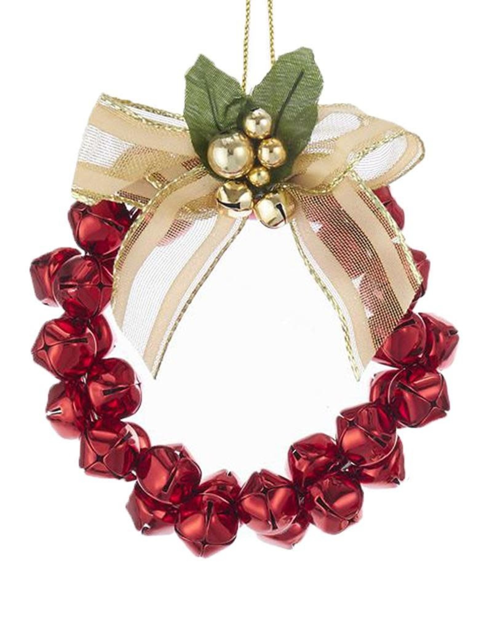 Kurt Adler Metal Red Bells Mini Wreath Christmas Ornament 4 Inch