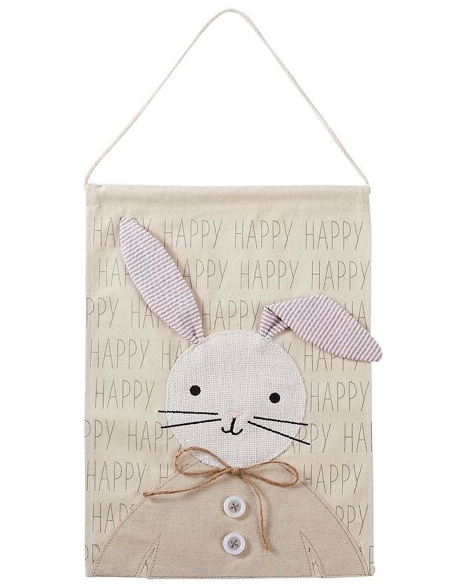 Mud Pie Happy Bunny Canvas Door Hanger 16.5x12 Inch