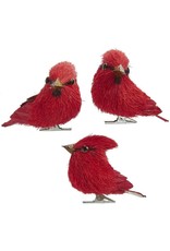 Kurt Adler Red Cardinal Sisal Birds With Clip Ornaments 3 Inch SET of 3