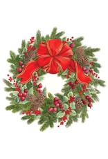 Caspari Christmas Coasters Hardback Set of 4 Evergreen Wreath