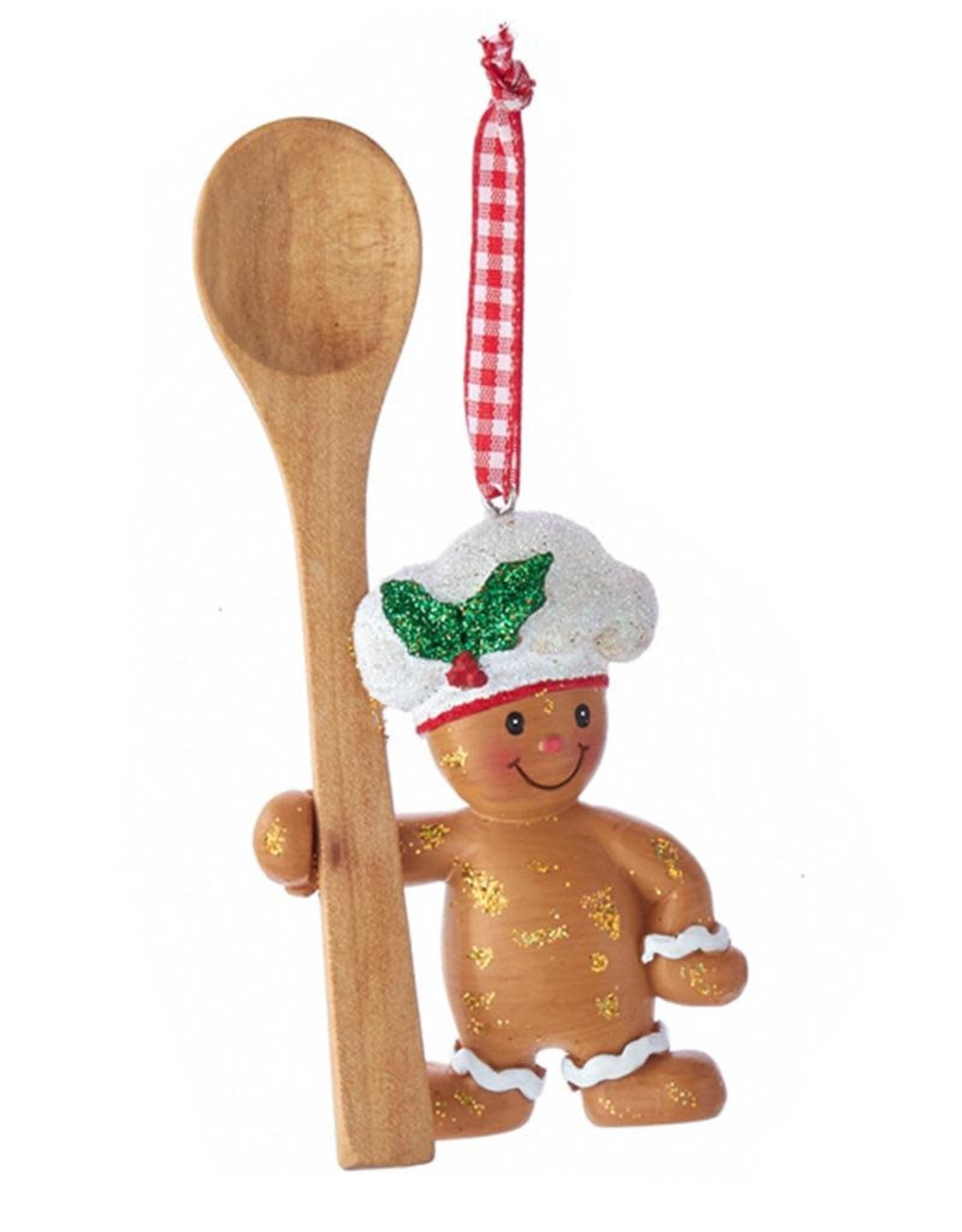 Kurt Adler Gingerbread Chef Boy Utensil Ornament W Wooden Spoon