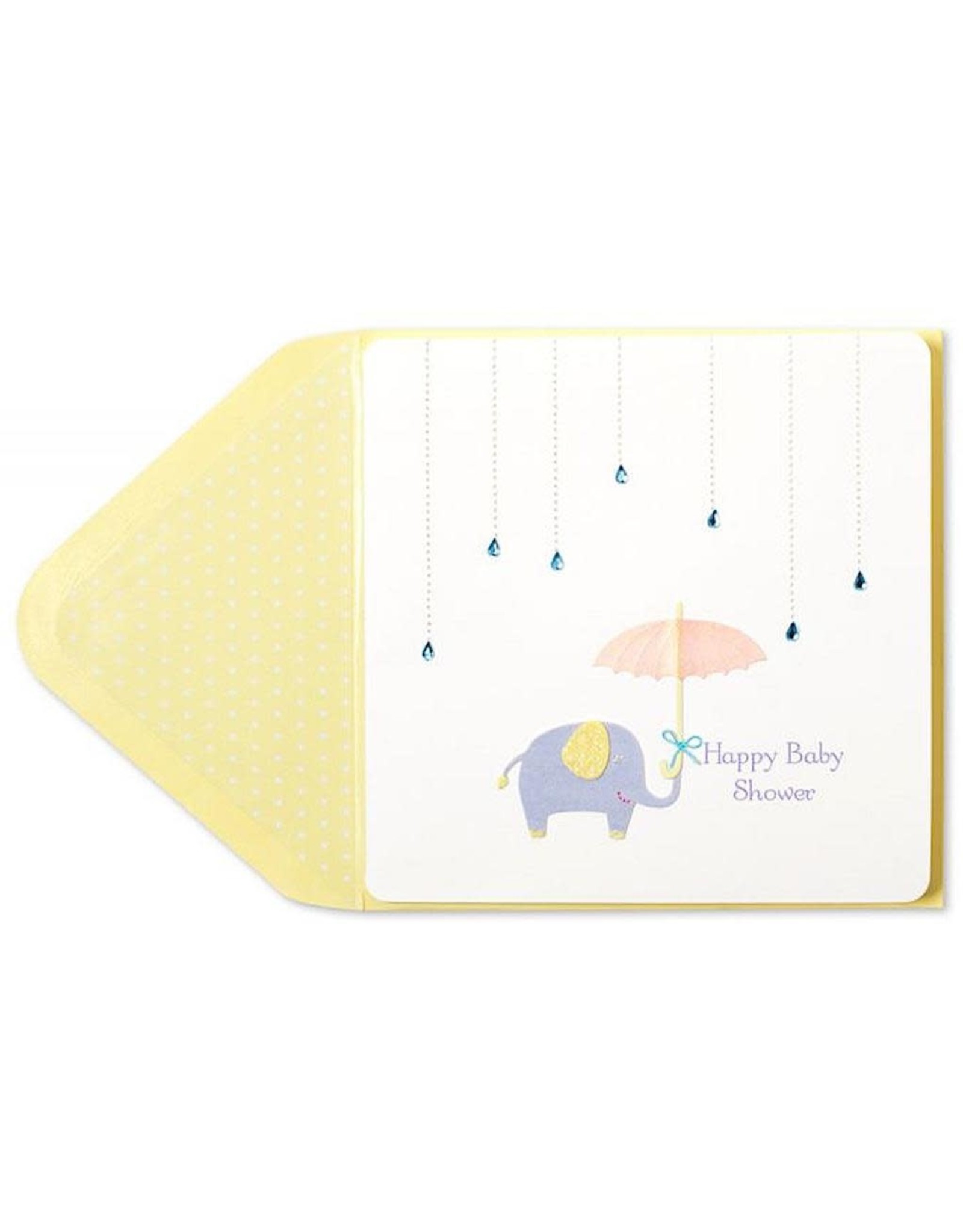 PAPYRUS® Baby Shower Card Raindrops Umbrella And Elephant