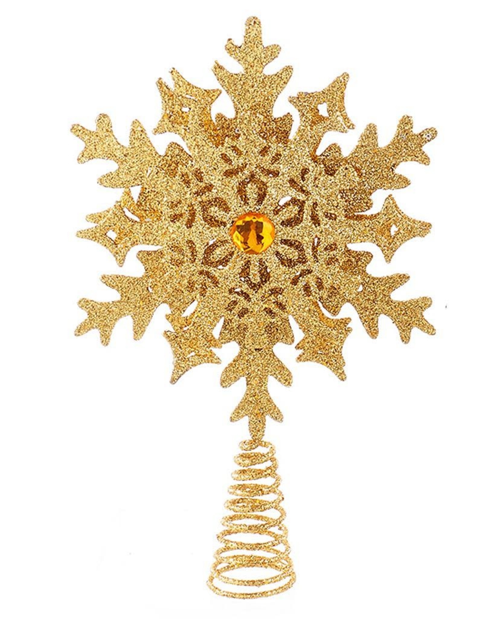 Kurt Adler Glittered Snowflake Christmas Tree Topper 11 Inch GOLD