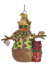 Kurt Adler Noble Gems Beach Snowman Glass Ornament