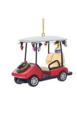 Kurt Adler Christmas Golf Cart Ornament Red W Wreath And Bulbs