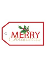 Caspari Hanging Gift Tags 4pk Merry Christmas Holly Branch